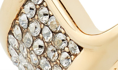 Shop Valentino Vlogo Cutout Crystal Embellished Ring In Mh5 Oro 18/ Crystal