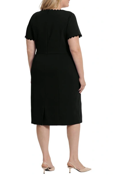 Shop Maggy London Short Sleeve Midi Sheath Dress In Black