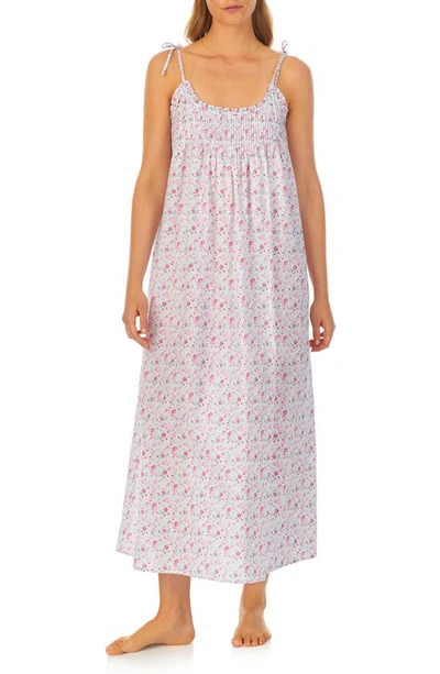 Shop Eileen West Tie Shoulder Cotton Ballet Nightgown In Rose Print