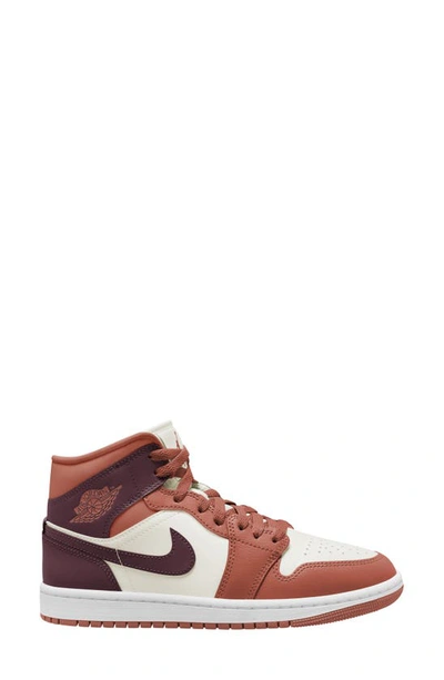 Shop Jordan Air  1 Mid Sneaker In Dusty Peach/ Night Maroon