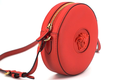 Shop Versace Elegant Red Round Leather Shoulder Women's Bag