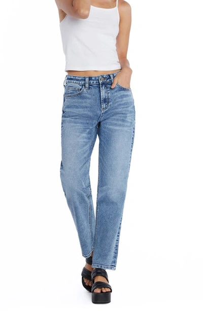 Shop Hint Of Blu High Waist Ankle Straight Leg Jeans In Lake Como Blue