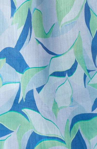 Shop Ramy Brook Imani Print Ruffle Top In Blue Quartz Combo Leaf