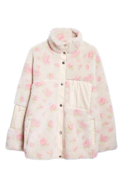 Shop Sandy Liang Panda Floral Fleece Jacket In Pink Multi