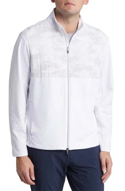 Shop Johnnie-o Godwin Mixed Media Quilted Knit Zip Jacket In White