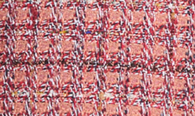 St John Metallic Side-stripe Textured Slub Tweed Mini Skirt In Cranberry/ Ecru/ Brick Multi