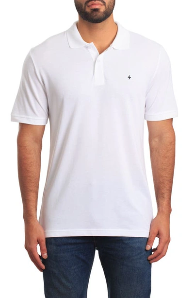 Shop Jared Lang Lightning Bolt Embroidered Polo In White