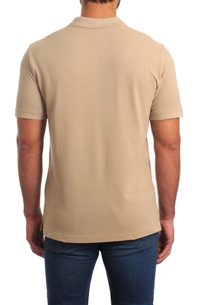 Jared Lang Lightning Bolt Embroidered Polo In Sand