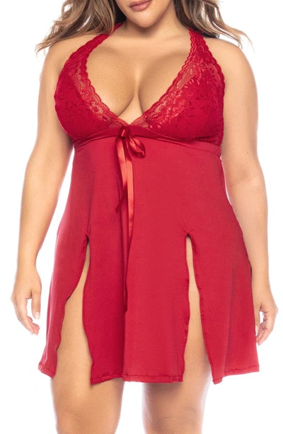 Shop Mapalé Lace Trim Chemise In Red