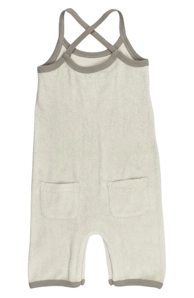 Shop L'ovedbaby Stripe Appliqué Sleeveless Organic Cotton Terry Overalls In Ivory/ Neutrals