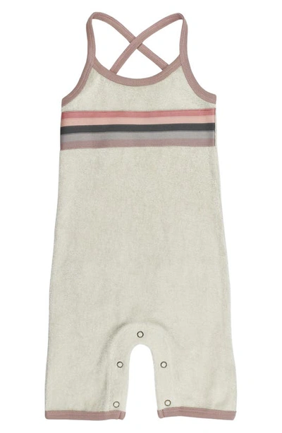 Shop L'ovedbaby Stripe Appliqué Sleeveless Organic Cotton Terry Overalls In Ivory/ Pinks