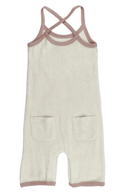 Shop L'ovedbaby Stripe Appliqué Sleeveless Organic Cotton Terry Overalls In Ivory/ Pinks