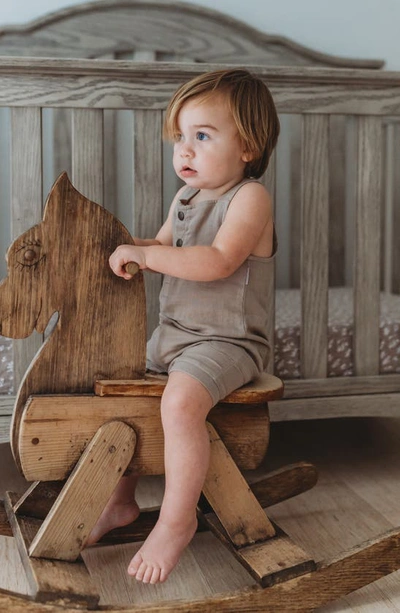 Shop L'ovedbaby Cuff Organic Cotton Short Overalls In Fawn
