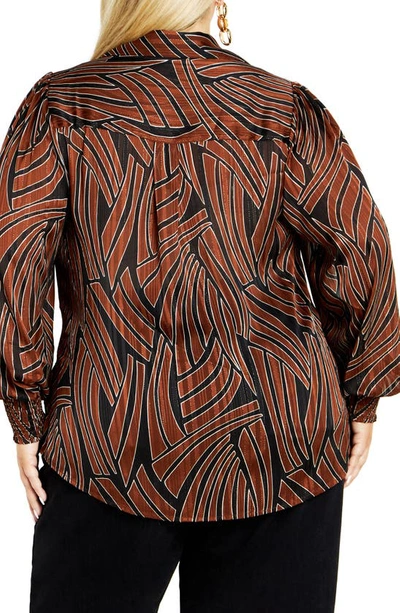 City Chic Madelyn Metallic Button-up Shirt In Linear