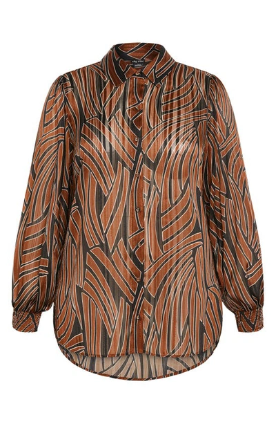City Chic Madelyn Metallic Button-up Shirt In Linear