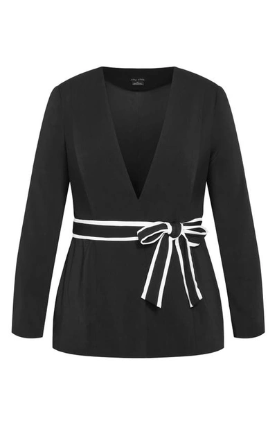 City Chic Laila Belted Jacket In Black