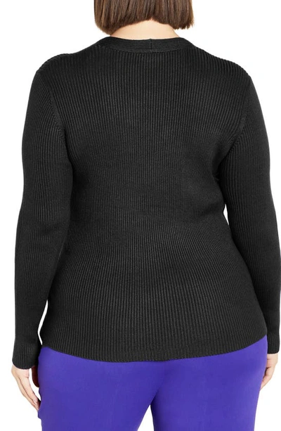 Shop City Chic Malia Cutout Rib Sweater In Black