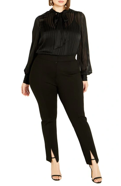 Shop City Chic Wynter Front Slit Pants In Black