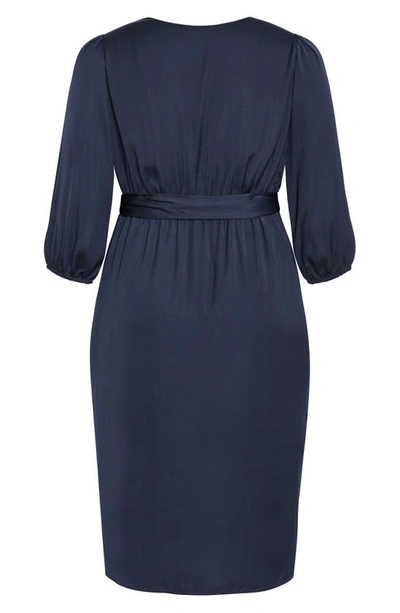 Shop City Chic Opulent Wrap Front Midi Dress In Navy
