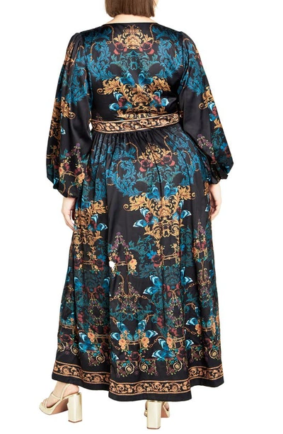 Shop City Chic Ivanna Scarf Print Long Sleeve Maxi Dress In Opulent