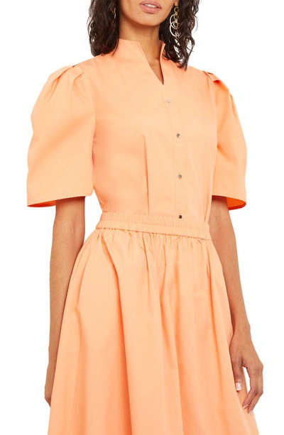 Shop Misook Puff Sleeve Front Button Shirt In Citrine