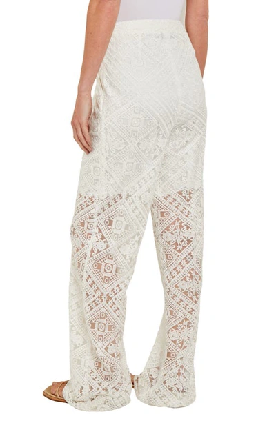 Shop Misook Lace Straight Leg Pants In White
