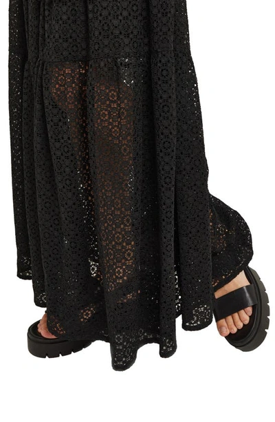 Shop Misook Tie Waist Lace Maxi Dress In Black