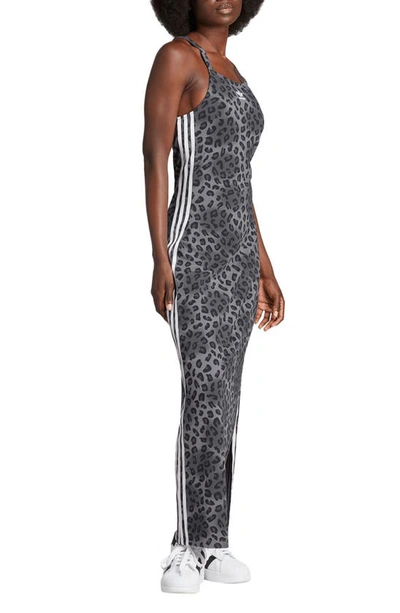 Shop Adidas Originals Leopard Print Knit Maxi Dress In Grey