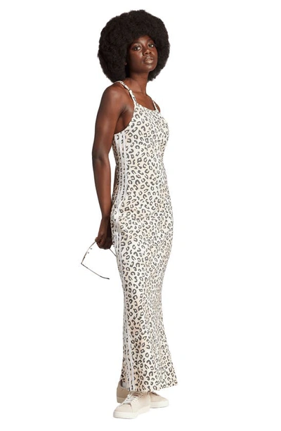 Shop Adidas Originals Leopard Print Knit Maxi Dress In Wonder White