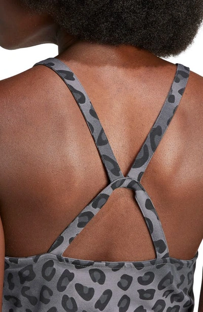Shop Adidas Originals Leopard Print Knit Maxi Dress In Grey