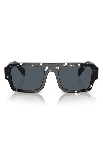 Shop Prada 53mm Rectangular Sunglasses In Dark Grey