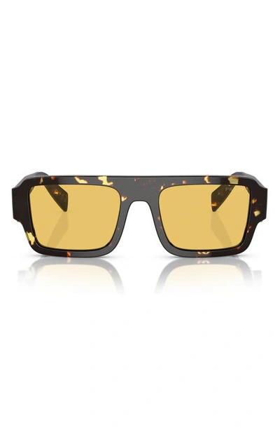 Shop Prada 53mm Rectangular Sunglasses In Yellow