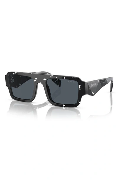 Prada Womens Black Pr A05s Rectangle-frame Abstract Acetate Sunglasses In Dark Grey