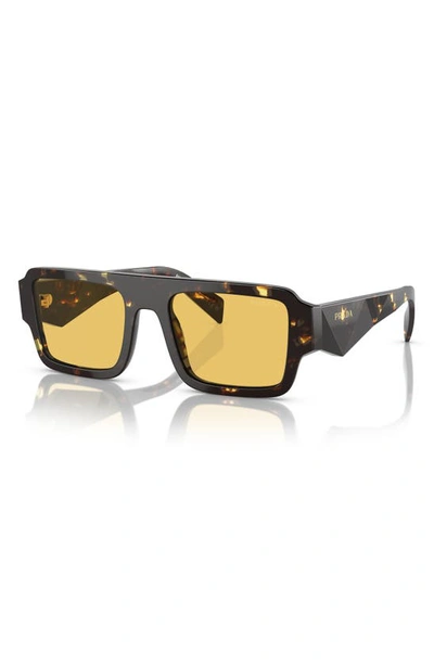 Shop Prada 53mm Rectangular Sunglasses In Yellow