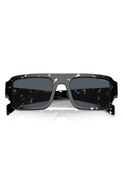 Prada Womens Black Pr A05s Rectangle-frame Abstract Acetate Sunglasses In Dark Grey