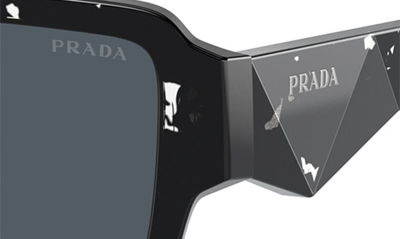 Prada Womens Black Pr A05s Rectangle-frame Abstract Acetate Sunglasses In Dark Grey