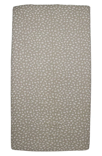 Shop L'ovedbaby Branch Print Fitted Organic Cotton Crib Sheet In Fawn Leaves