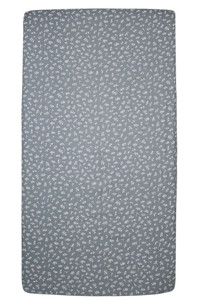 Shop L'ovedbaby Branch Print Fitted Organic Cotton Crib Sheet In Twilight Leaves