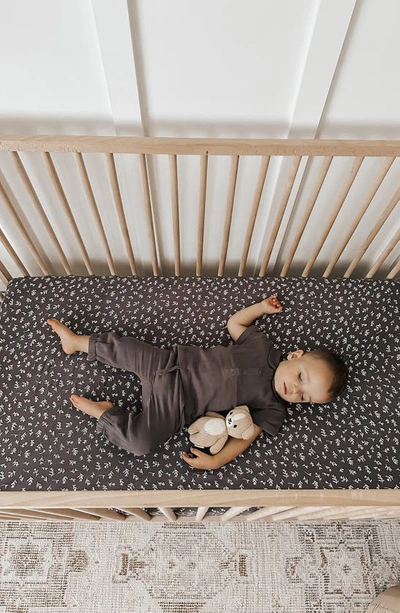 L'ovedbaby Branch Print Fitted Organic Cotton Crib Sheet In Dusk Leaves