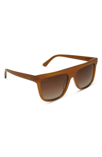 Shop Diff Stevie 55mm Gradient Polarized Flat Top Sunglasses In Brown Gradient