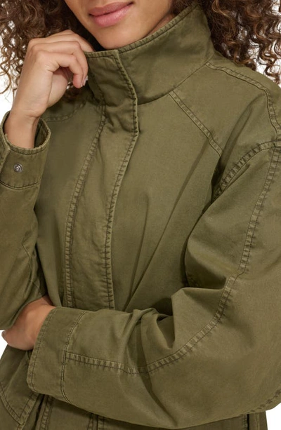 Shop Levi's Cotton Hooded Jacket In Olive Night
