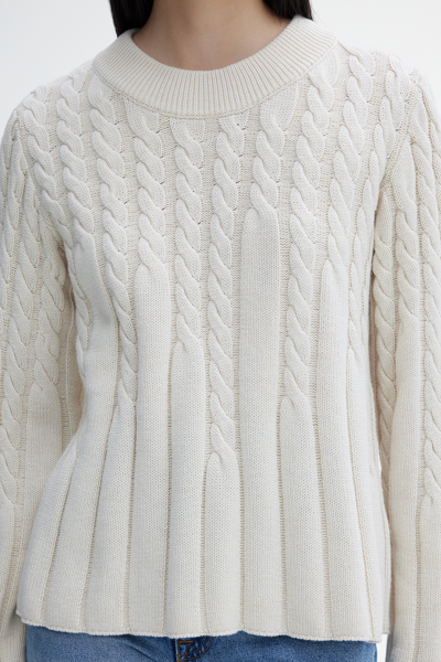 Shop House Of Dagmar Faded Cable Knit In Cream White