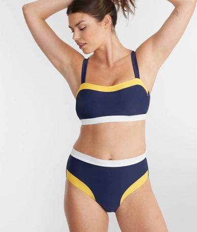 Shop Pour Moi Palm Springs Underwire Cami Bikini Top In Yellow,navy,white