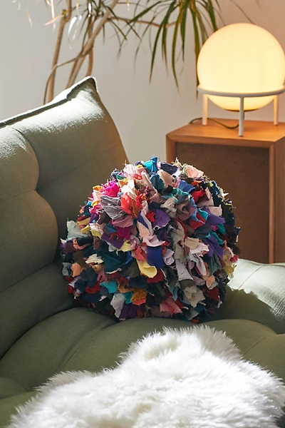 Shop Urban Renewal Remnants Silk Sari Rag Ball Throw Pillow At Urban Outfitters