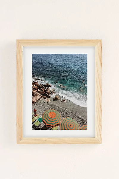 Shop Urban Outfitters Erin Champ Positano Beach Art Print In Natural Wood Frame At