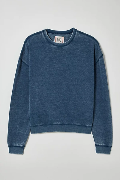 Shop Bdg Bonfire Burnout Crew Neck Sweatshirt In Blue At Urban Outfitters