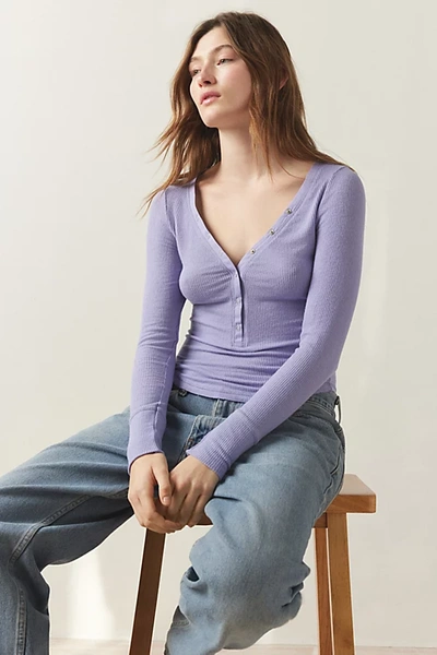 Shop Out From Under Snap Henley Top In Lavender, Women's At Urban Outfitters