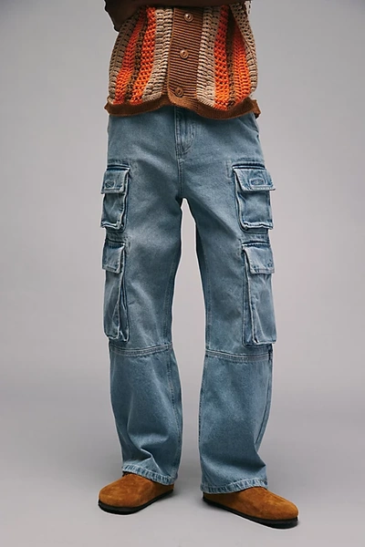 Shop Bdg Baggy Skate Quad Cargo Jean In Vintage Denim Light, Men's At Urban Outfitters