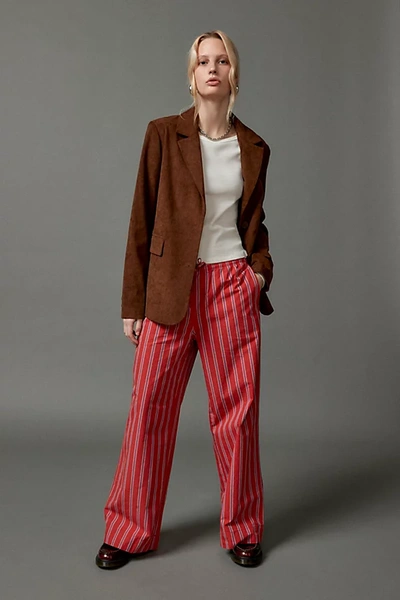 Shop Bdg Joey Poplin Wide-leg Pant In Red, Women's At Urban Outfitters