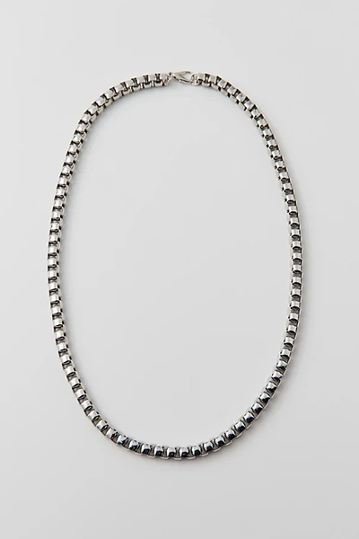 Shop Urban Outfitters Statement Box Chain Stainless Steel Necklace In Silver, Men's At